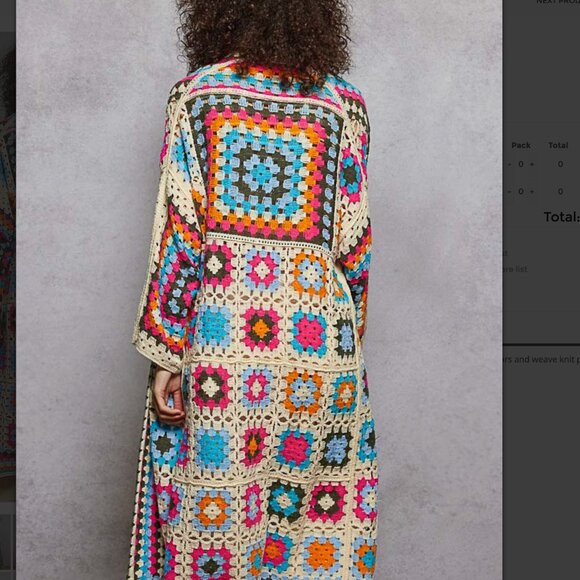 Pol Granny Square Long Duster Multi Color NEW - Picture 2 of 2